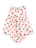 Petit Bateau Baby Hearts Dress White Cotton
