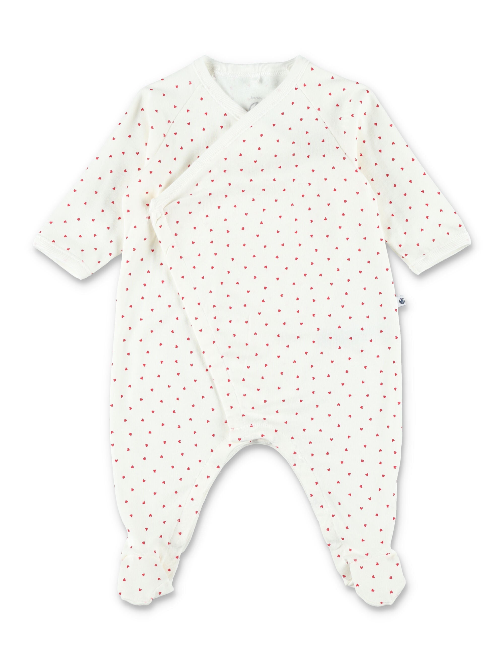 Petit Bateau Heart baby pyjamas White Cotton Jumpsuit