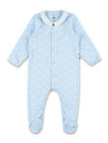 Petit Bateau Whale Print Cotton Baby Pyjama Light Blue Jumpsuit