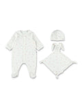 Petit Bateau floral newborn gift set White Cotton