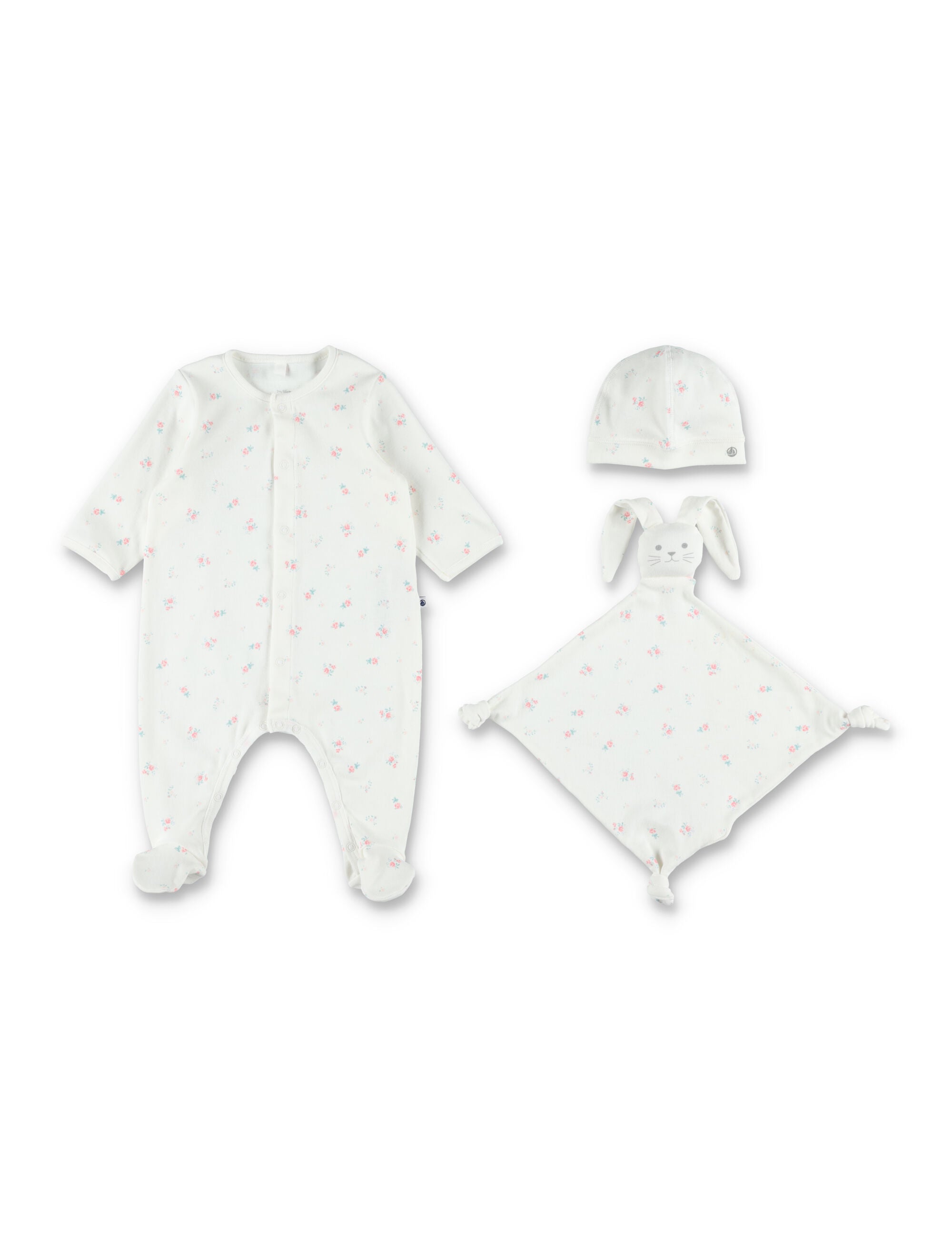 Petit Bateau floral newborn gift set White Cotton