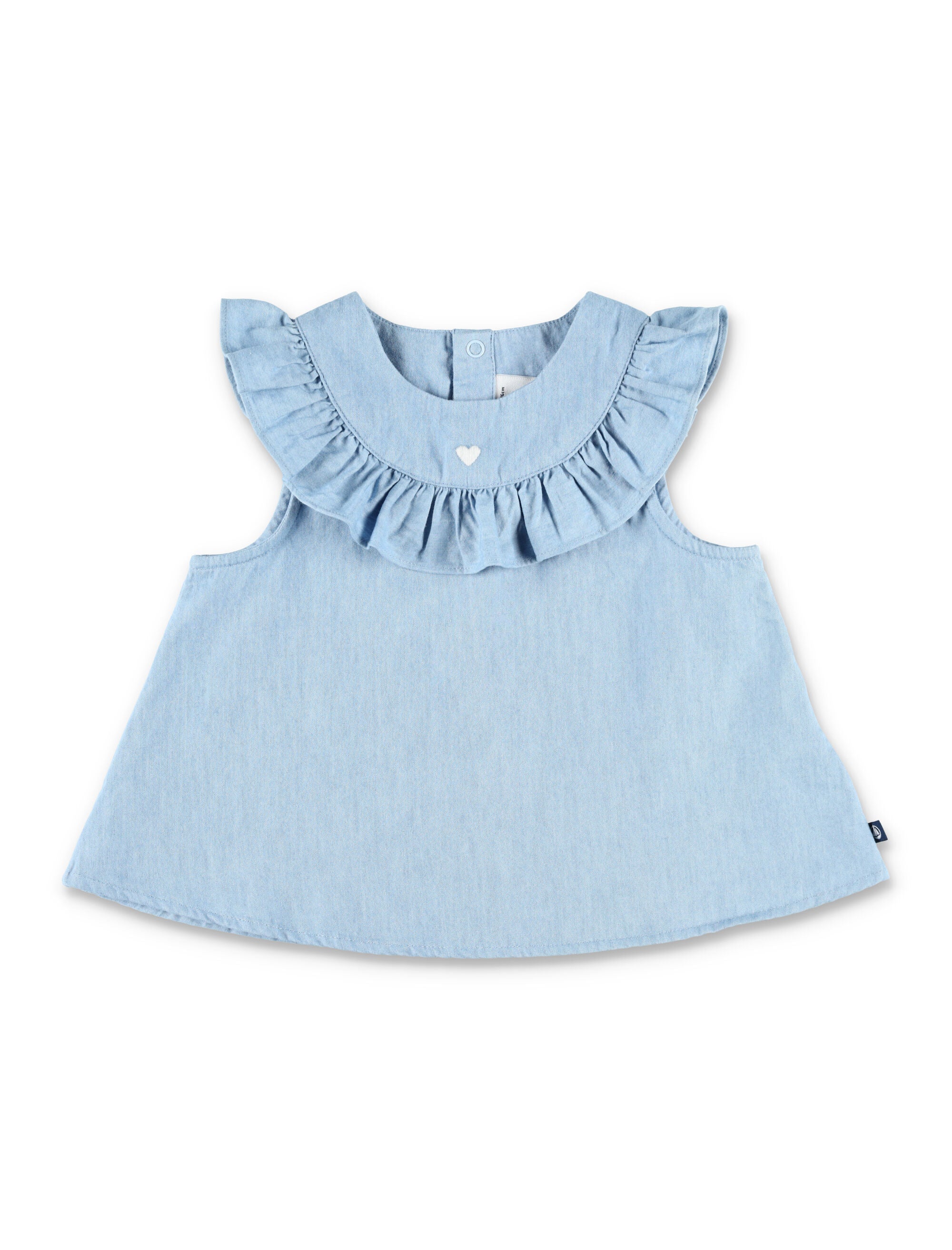 Petit Bateau Chambray baby blouse Blue Cotton Shirt