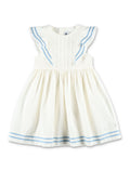 Petit Bateau Girls Poplin Dress White Cotton