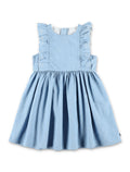 Petit Bateau Girls Chambray Dress Blue Cotton