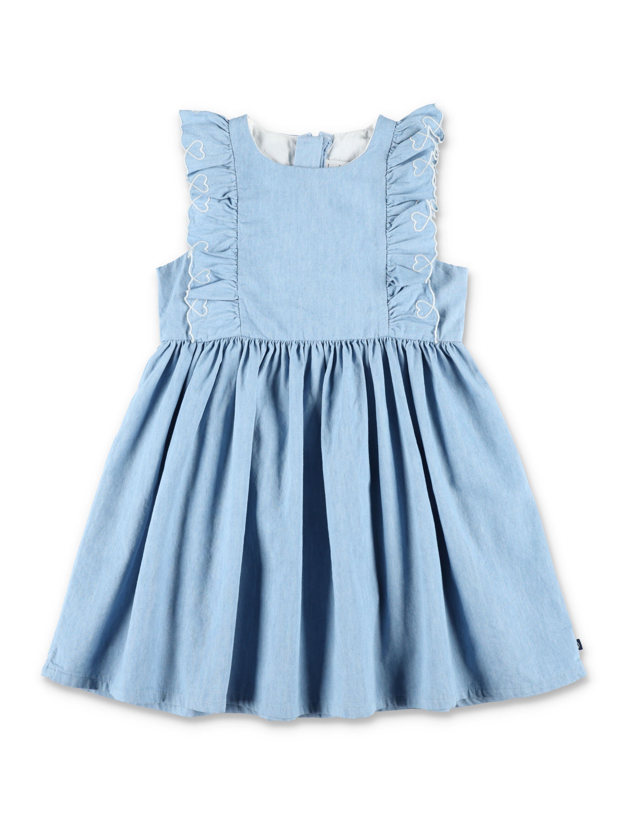 Petit Bateau Girls Chambray Dress Blue Cotton