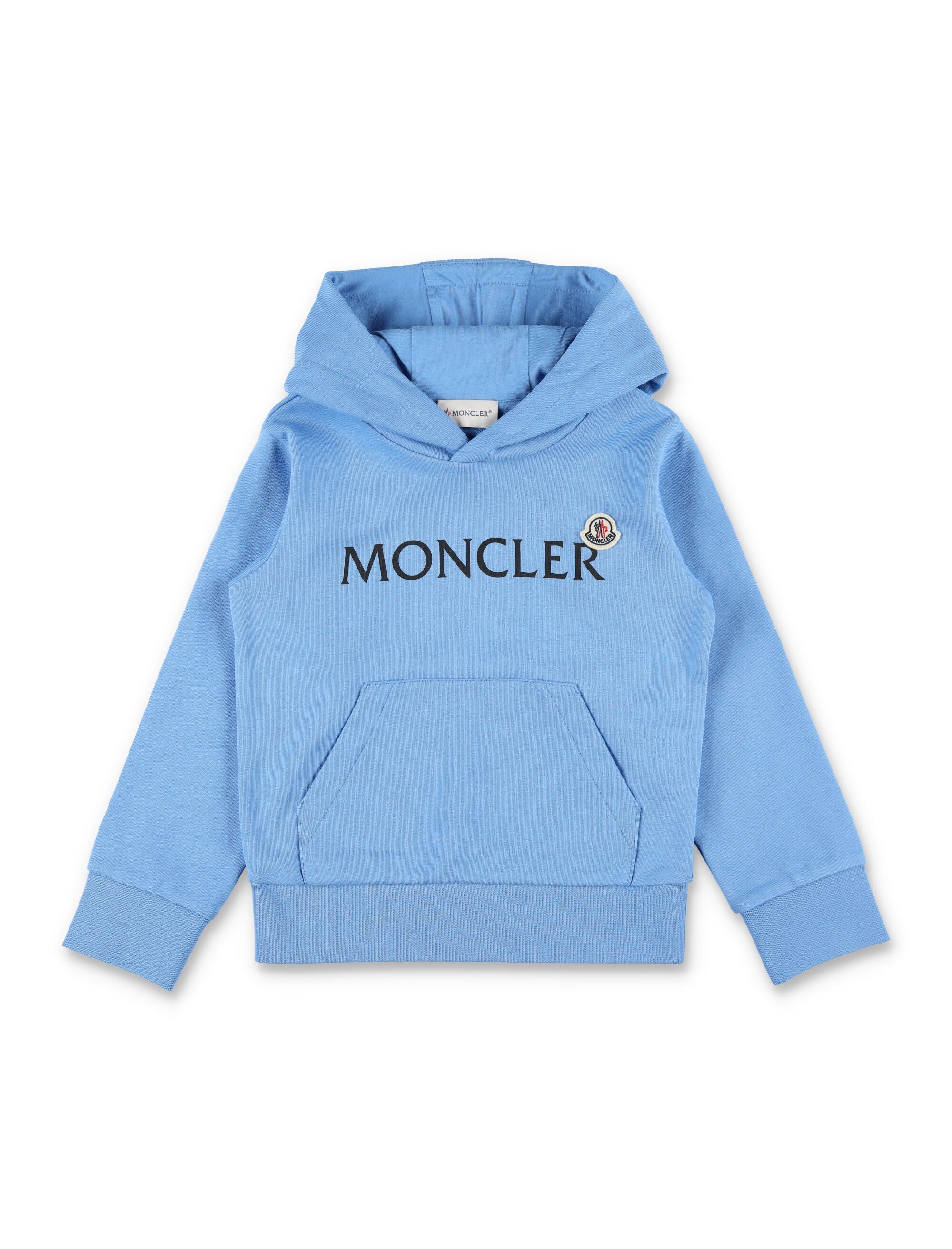 Moncler logo hooded sweatshirt for boys Blue Cotton