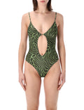 Matinée Lilly Zebra Lurex Swimsuit Green Polyester Swimwear