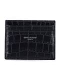 Saint Laurent crocodile-embossed card holder Black Calf Skin Cardholder