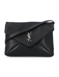 Cassandre Leather Envelope Messenger Black Lamb Skin Shoulder Bag