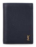 Saint Laurent Tiny Cassandre card wallet Midnight Blue Calf Skin Cardholder