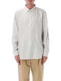 Saint Laurent Cassandre Slim Striped Viscose Shirt White Black Stripe