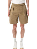 Saint Laurent Cotton Gabardine Tailored Shorts Beige