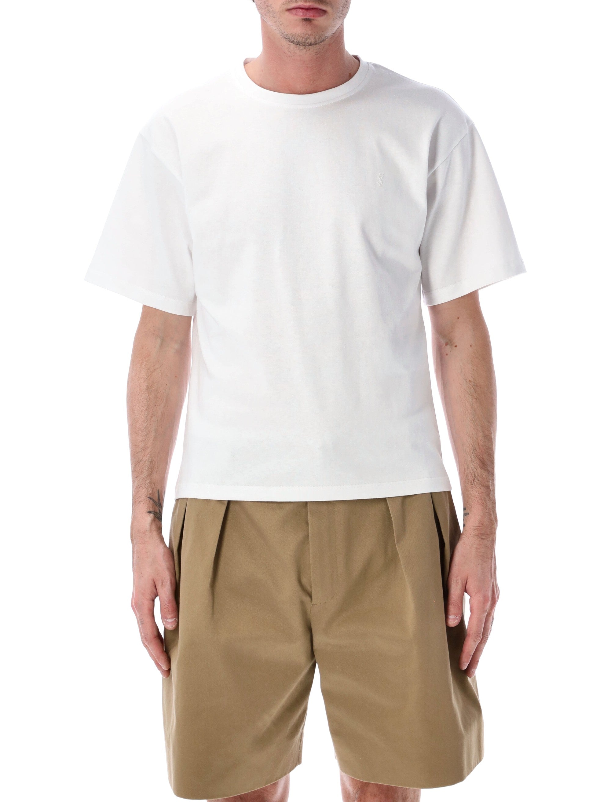 Saint Laurent Cassandre Oversize T-Shirt White Cotton Tshirt