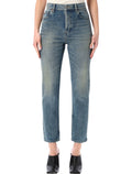 Saint Laurent 90s blue denim cropped slim-fit jeans Mid Cotton