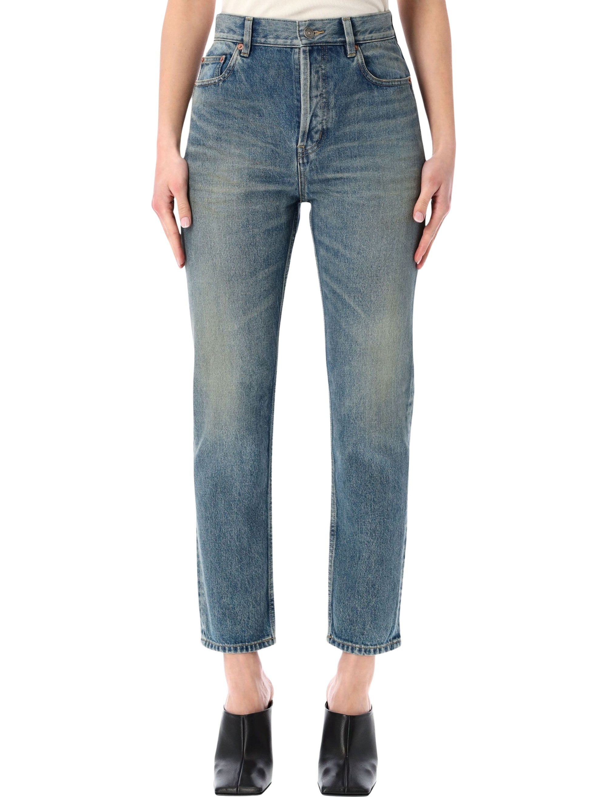 Saint Laurent 90s blue denim cropped slim-fit jeans Mid Cotton