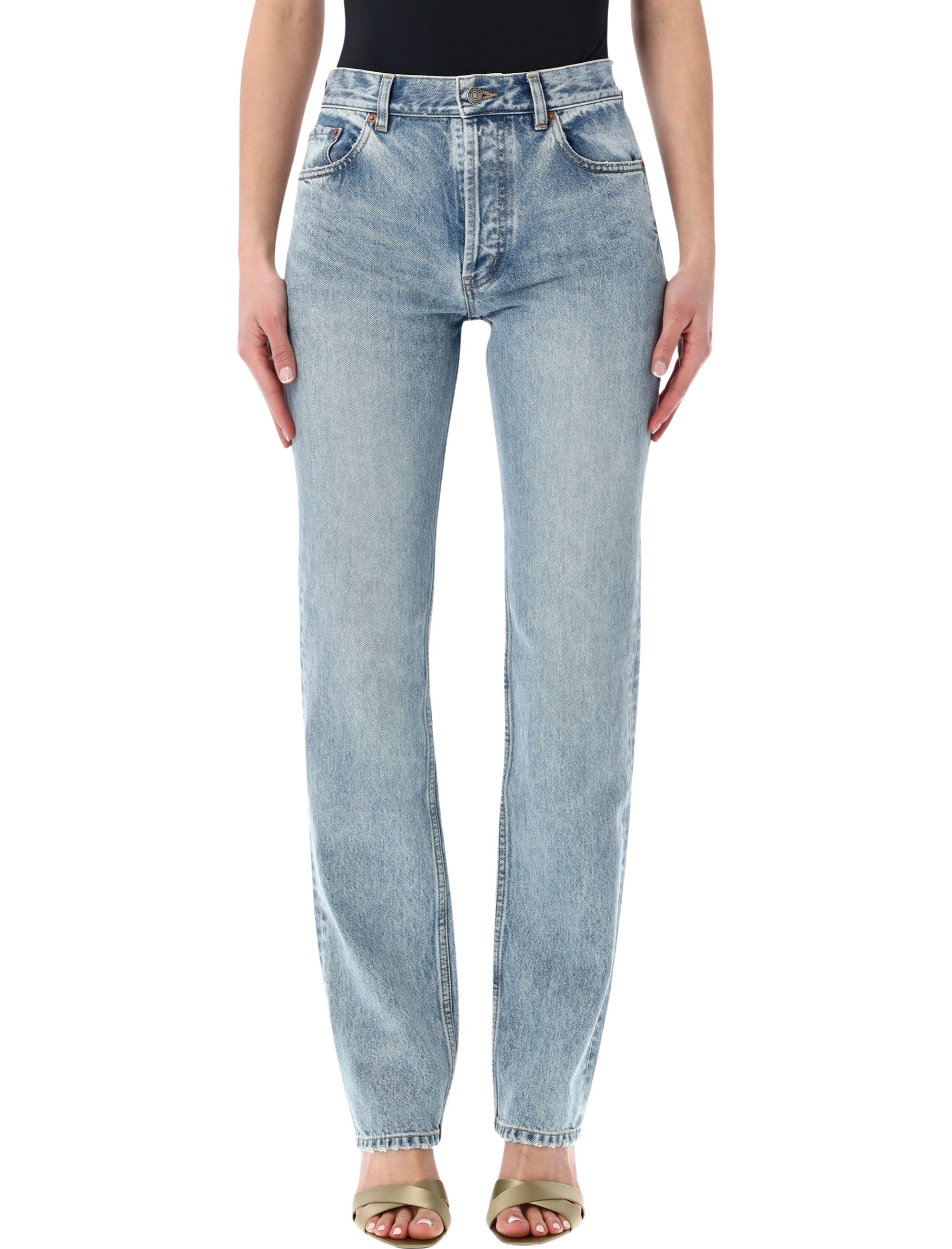Saint Laurent straight high-rise jeans South Blue Cotton