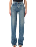 Saint Laurent Yves Flared Jeans Mid Blue Cotton