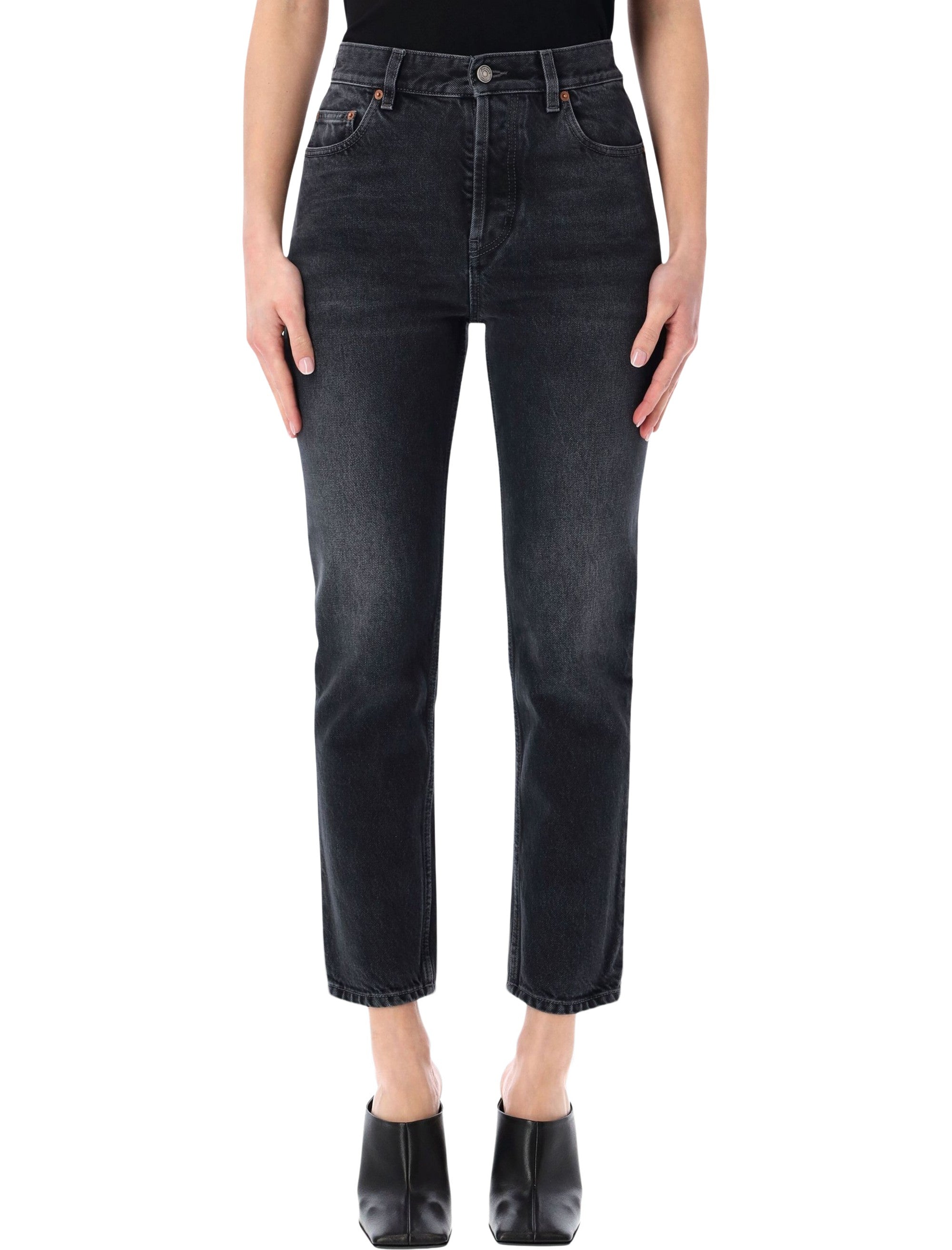Saint Laurent 90s black denim cropped slim-fit jeans Ash Cotton