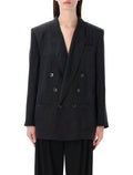 Saint Laurent double-breasted silk habotai jacket Black Blazer
