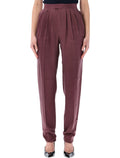 Saint Laurent Mid-Rise Silk Habotai Pants Aubergine