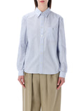 Saint Laurent Cassandre Striped Cotton Shirt Light Blue