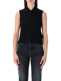 Saint Laurent oversized Cassandre polo Black Cotton Top
