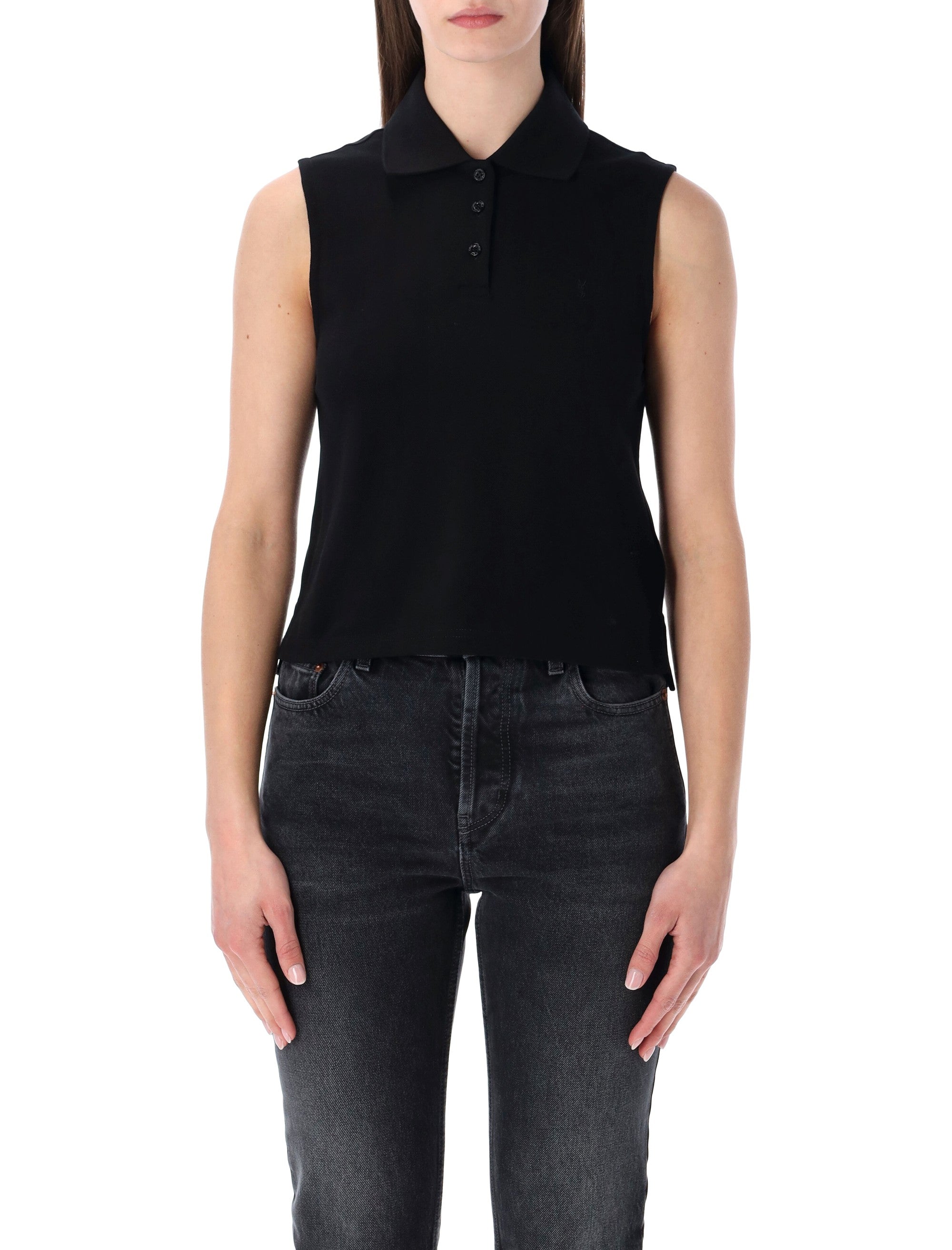 Saint Laurent oversized Cassandre polo Black Cotton Top