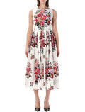 Dolce&gabbana Floral Cotton Sleeveless Dress White Multicolor Print