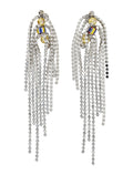 Dries Van Noten Crystal Fringe Earrings Silver Bramiess