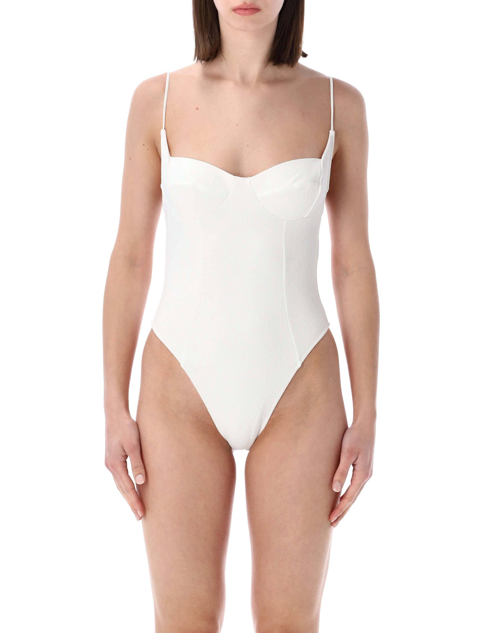 Belamer Nina Textured One Piece White Recycled Polyamide Swimwear