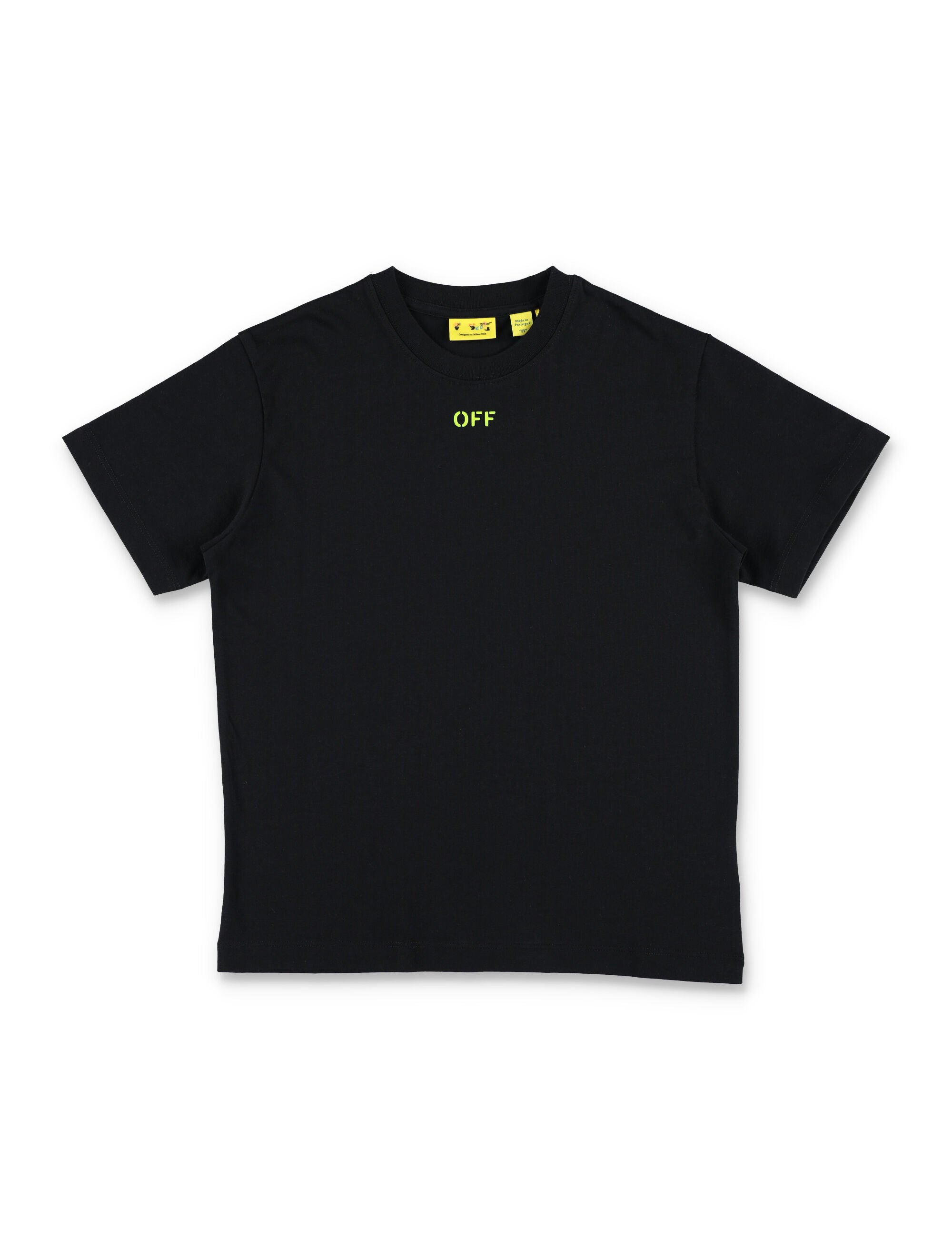 Off-White Kids Off Diag Print T-Shirt Black Cotton