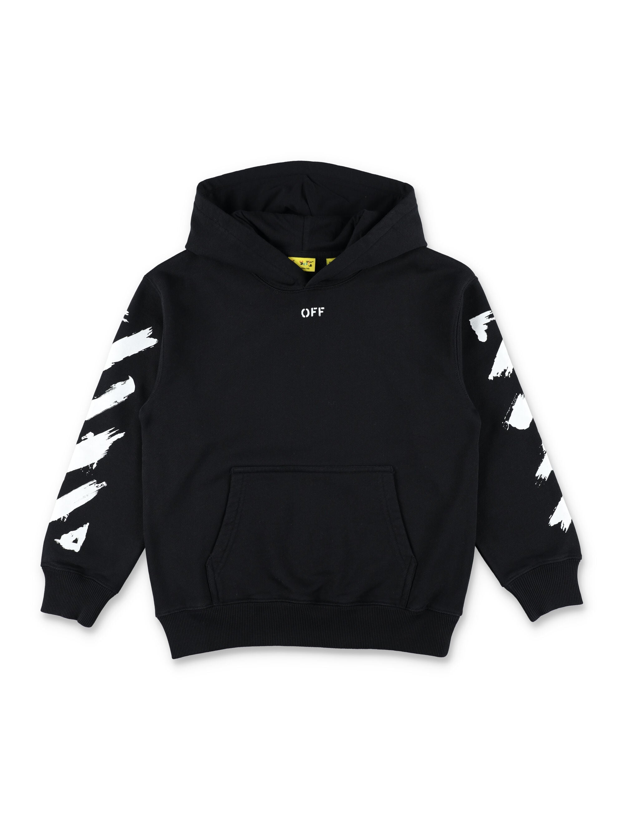 Off-White Kids Diag Paint Hoodie Black Cotton Sweatshirt