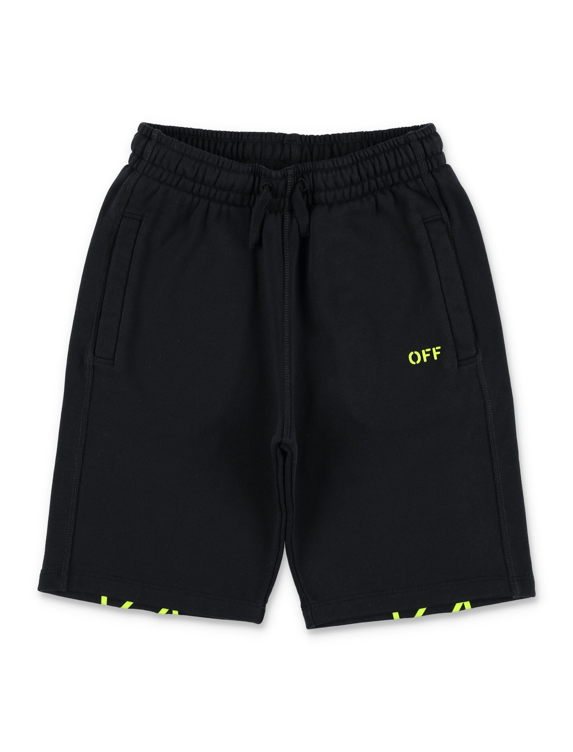 Off-White Kids Diag Sweatshorts Black Cotton Short