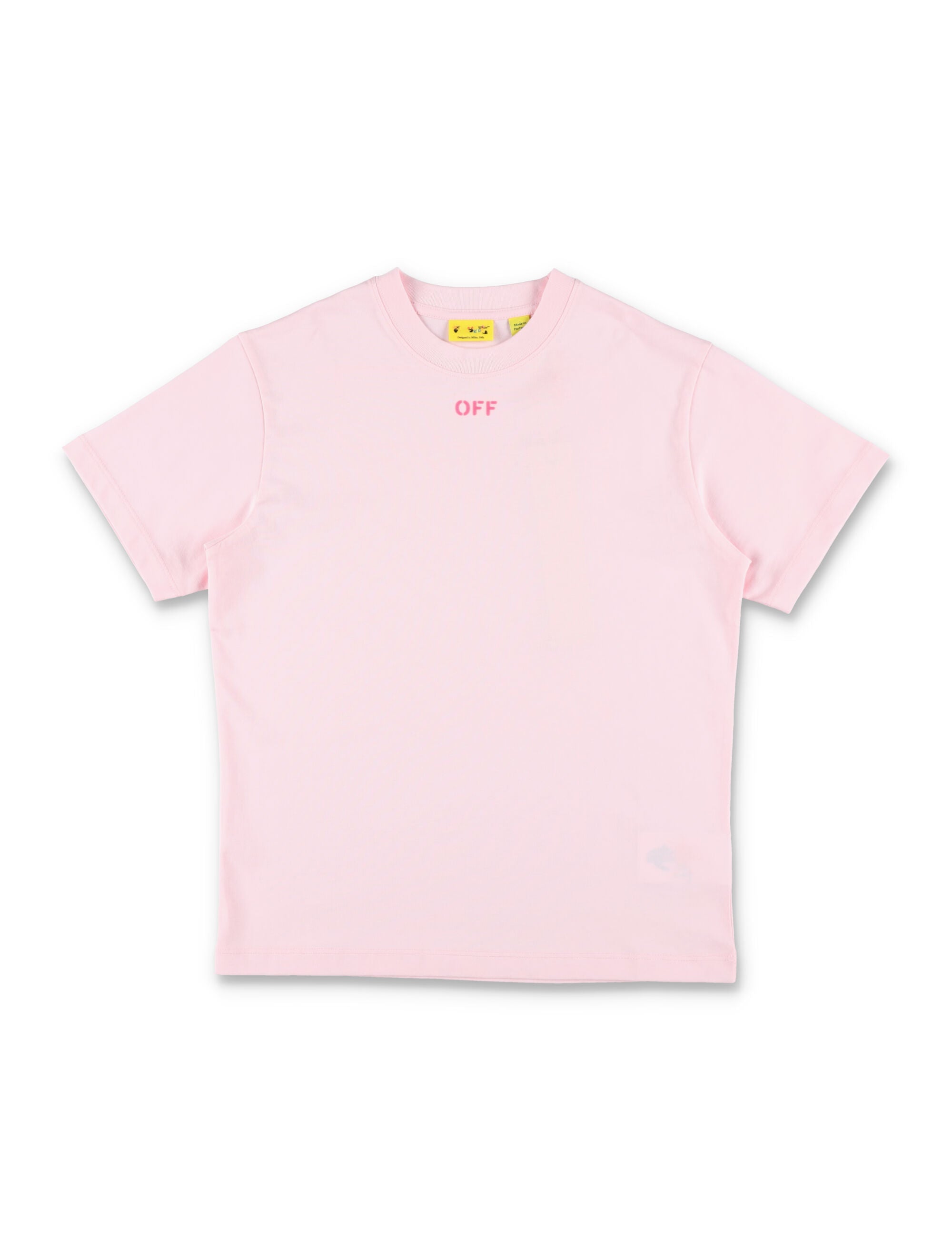 Off-White Kids Pink Off Diag Print T-Shirt Ballet Slipper Cotton