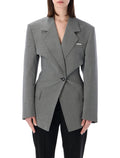 The Attico Tailored Blazer White Black Virgin Wool