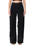Haikure Bonnie Satin Bull Boyfriend Pants Carbon Cotton Front Panel Jean
