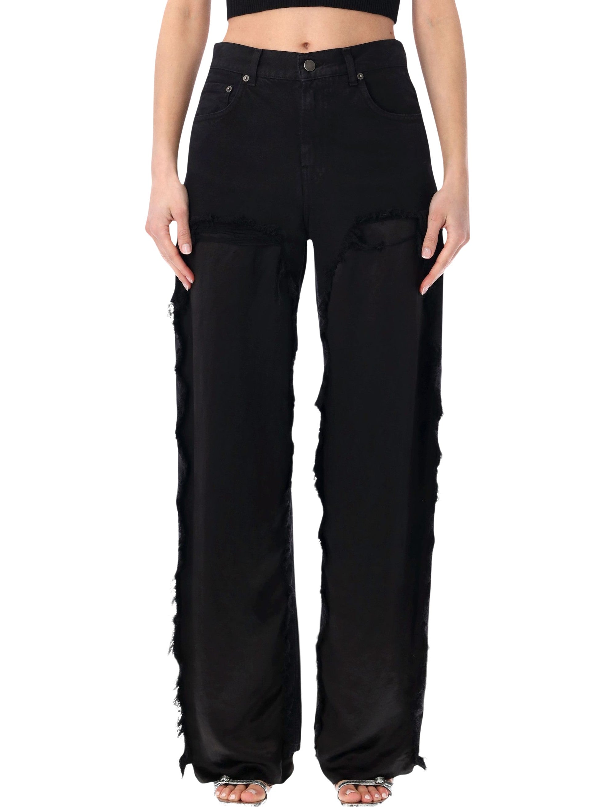 Haikure Bonnie Satin Bull Boyfriend Pants Carbon Cotton Front Panel Jean