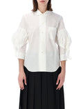 Comme Des Garçons Girl Ruffled Sleeve Shirt White Cotton