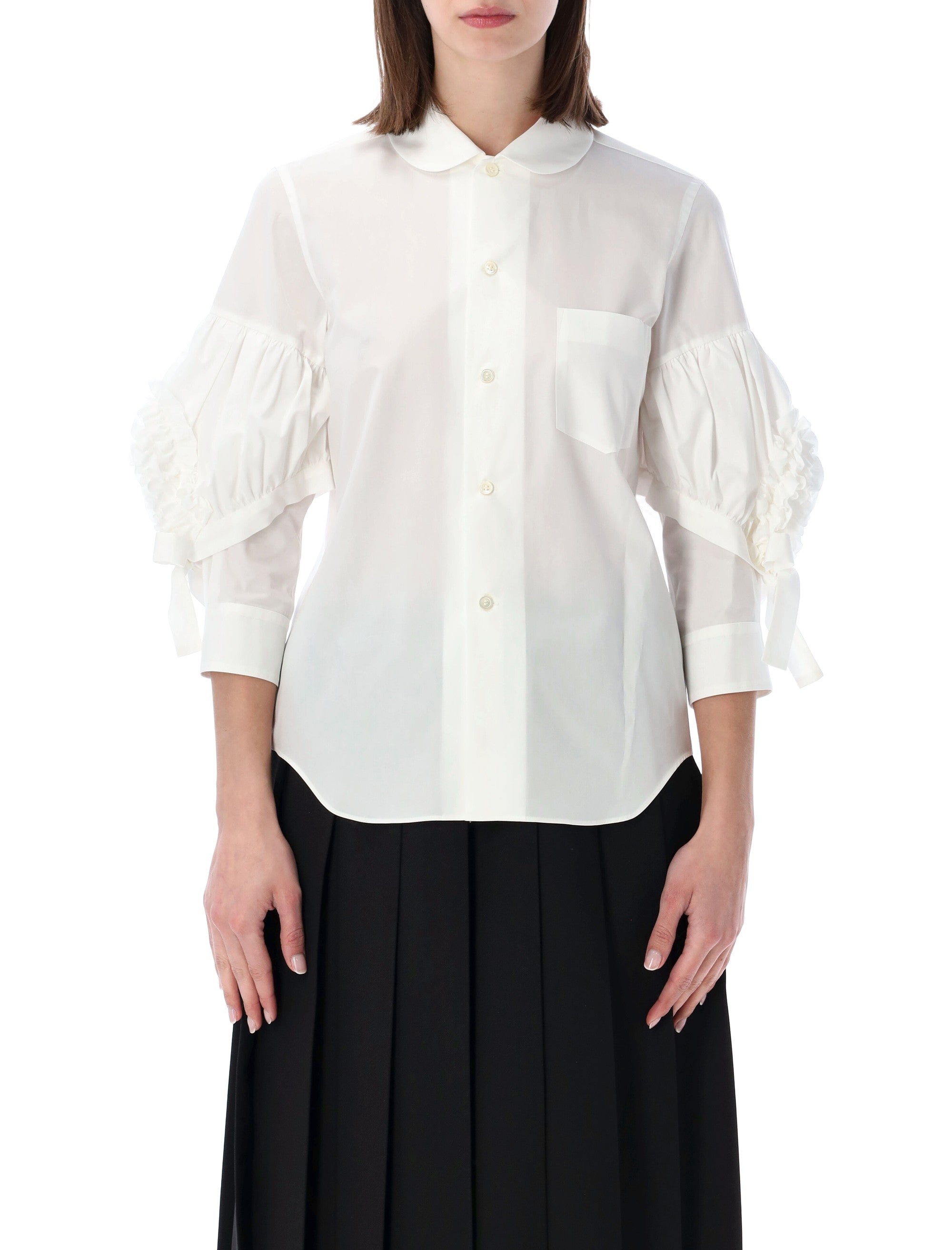 Comme Des Garçons Girl Ruffled Sleeve Shirt White Cotton