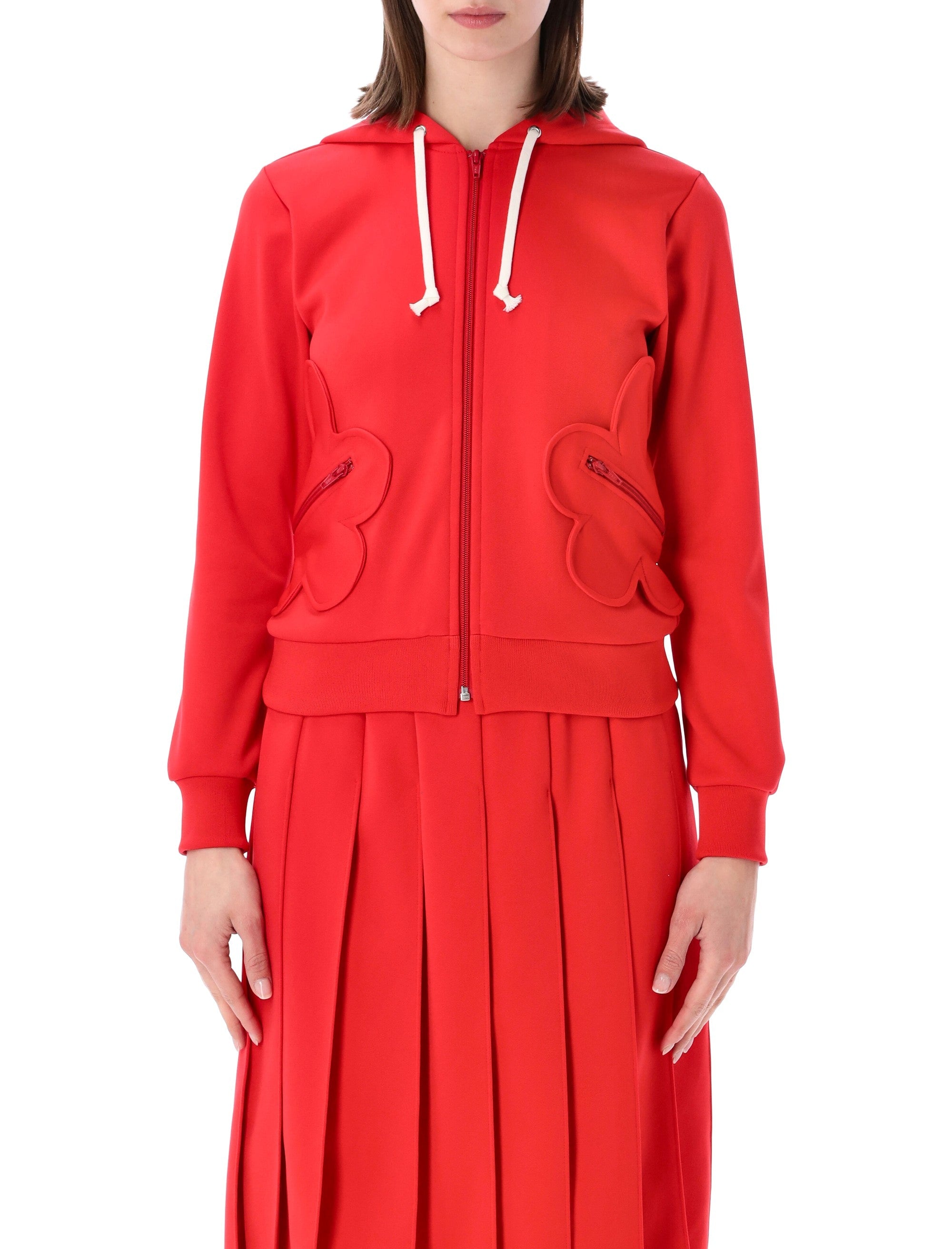 Comme Des Garçons Girl Zp Hoodie Red Polyester Sweatshirt