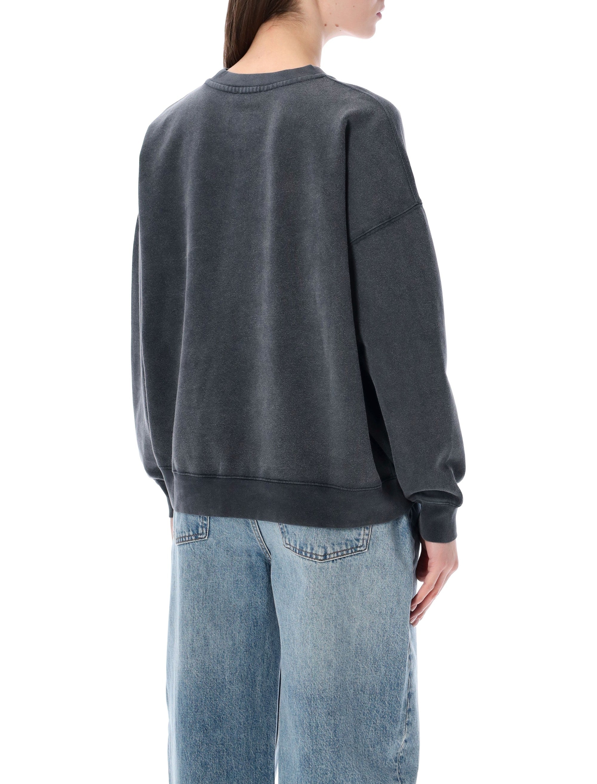 Anine Bing Miles Washed Black Cotton Sweatshirt - S