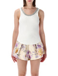 Zimmermann Crystal-Trim Tank Top Ivory Cotton