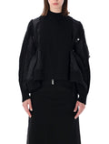Sacai Nylon Twill Knit Blouson Black Cotton Jacket