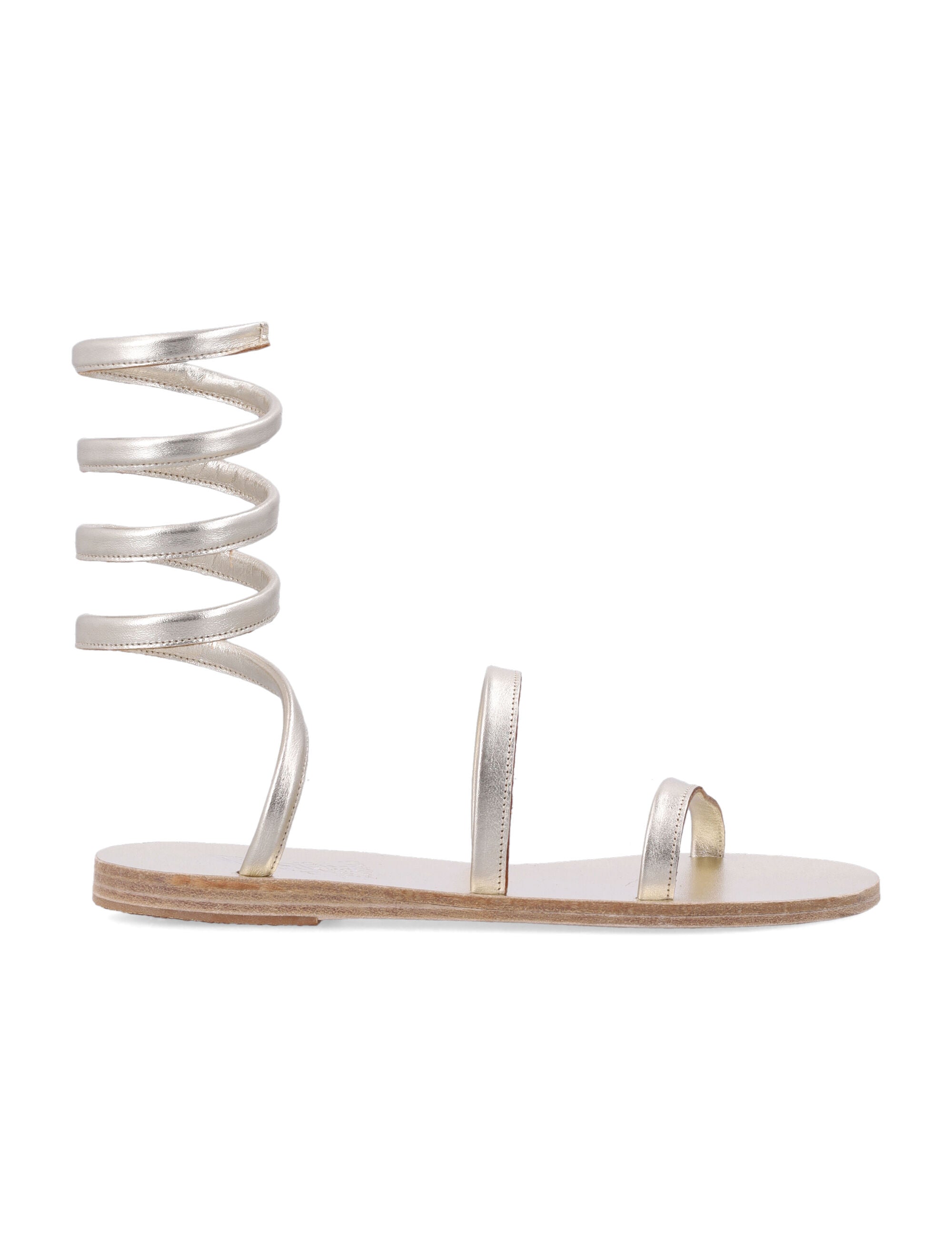 Ancient Greek Ofis Black Sandals Platinum Cow Leather