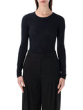 Mm6 Maison Margiela Lycra Jersey Bodysuit Black Polyamide