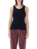 Saint Laurent Cassandre Ribbed Cotton Tank Blue Top