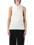 Versace Stretch Cotton Jersey Top With Logo Embroidery Optical White