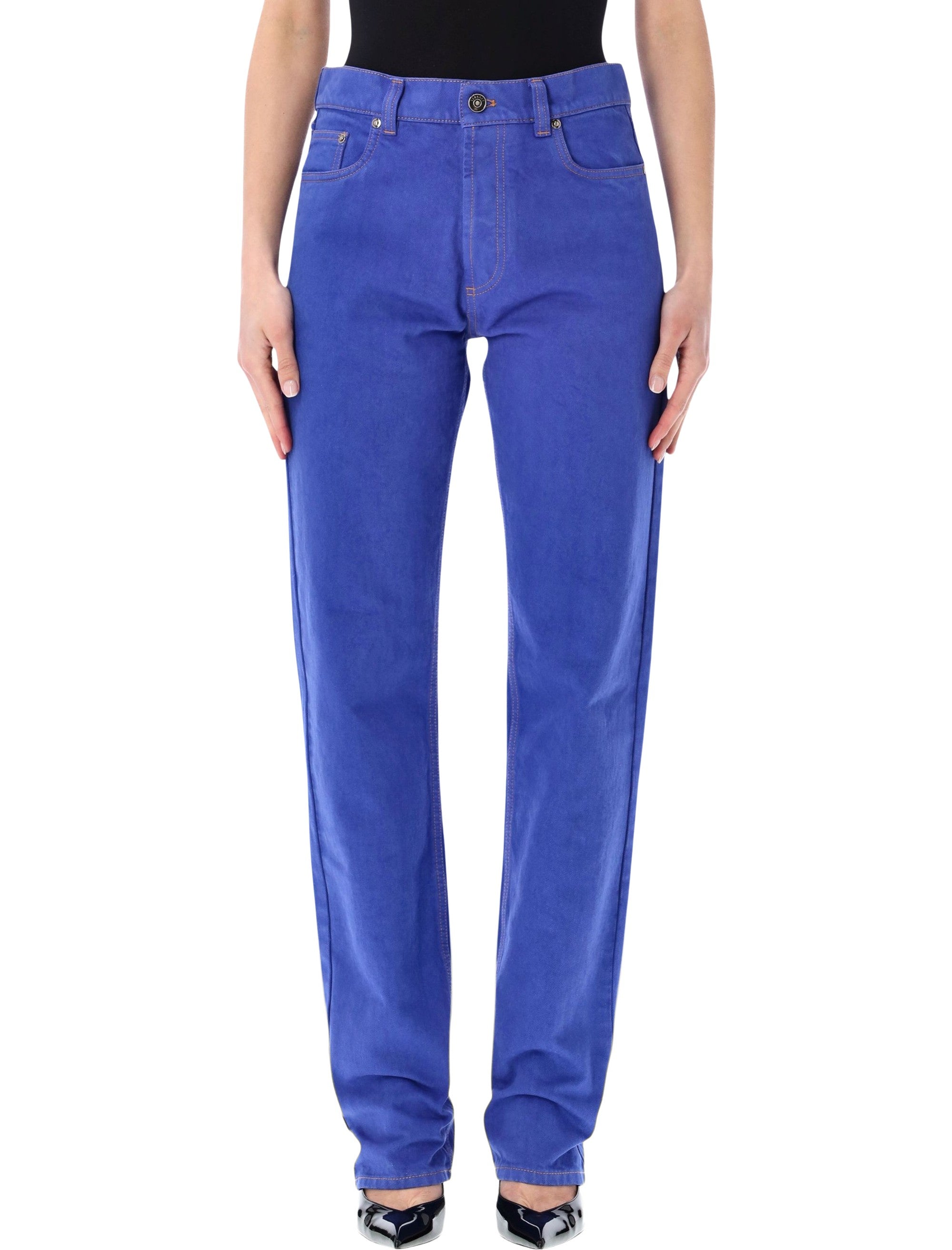 Versace Relaxed Straight Leg Jeans Sky Blue Cotton