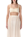 Dries Van Noten Ruffled Cotton Poplin Bra Top Ecru