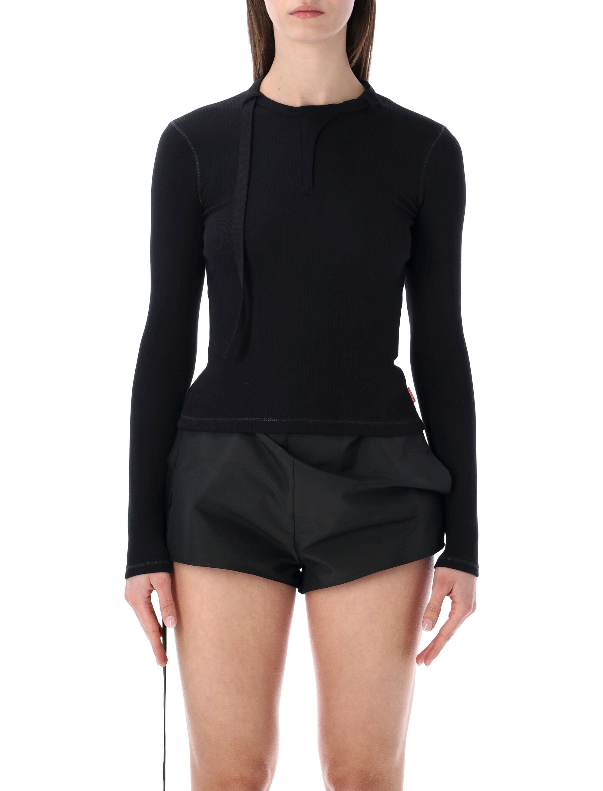 Diesel T-Iara-LS long-sleeve ribbed cotton top Nero Tshirt